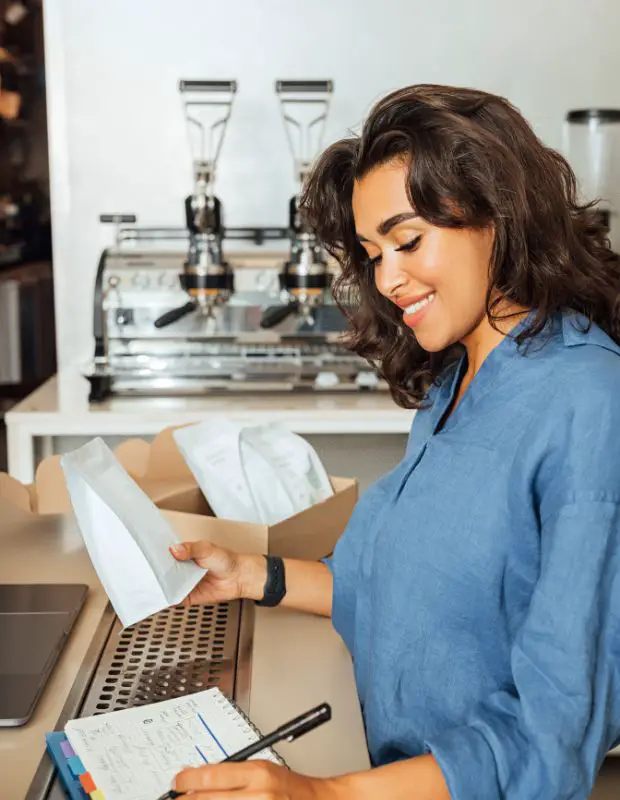 a small business owner doing inventory