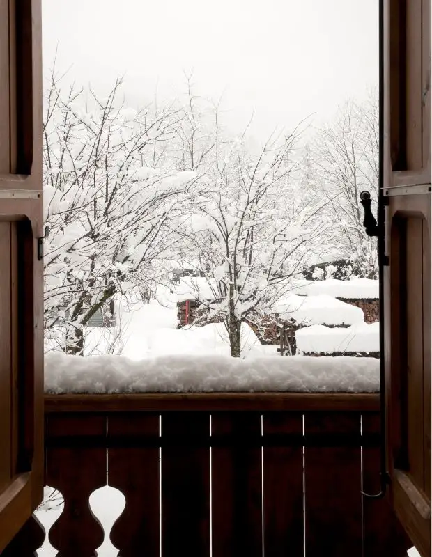 open window in winter