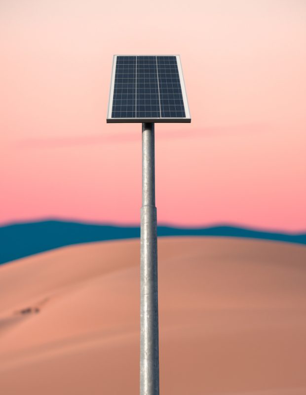 solar panel in the middle of the desert